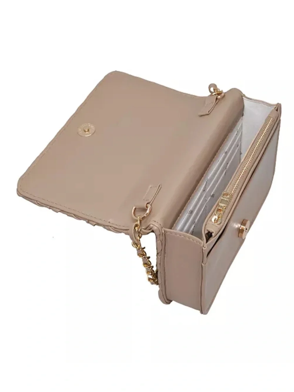 bebe Luca Mini Crossbody Woven Crossbody & Wallet Set in Beige Brand New